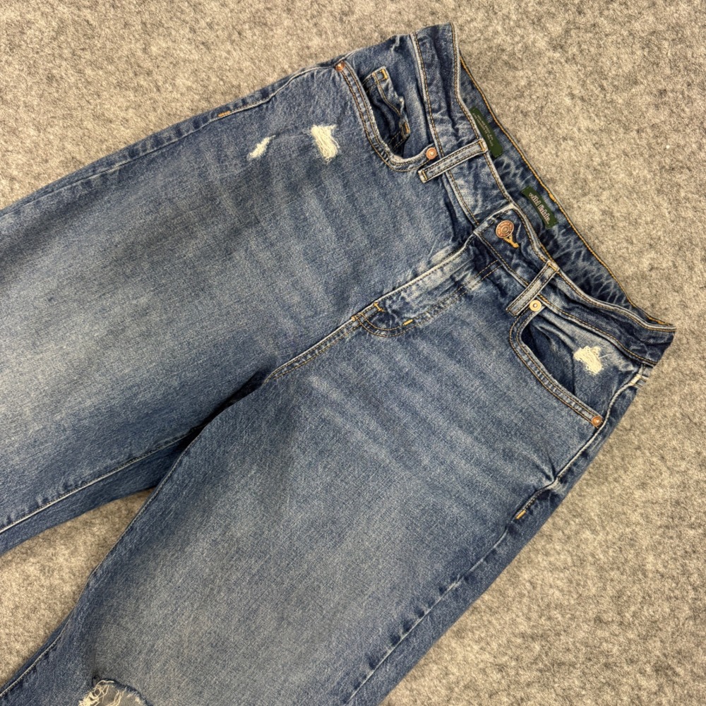 Wild Fable High Rise Baggy Jean Blue Distressed Ripped Knee Womens Size 6/R